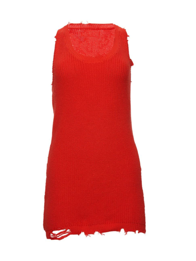 Ser.o.ya Yonit Distressed Rib Knit Mini Dress In Blood Red