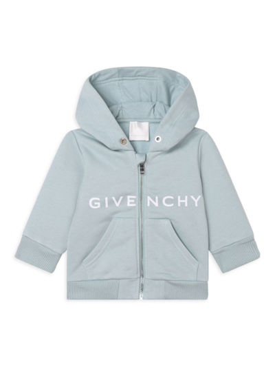 Givenchy Babies' Logo-print Zipped Cardigan In Pale Blue