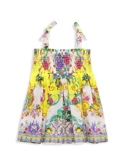 Camilla Baby Girl's Shirred Cotton Dress In Yellow Multi