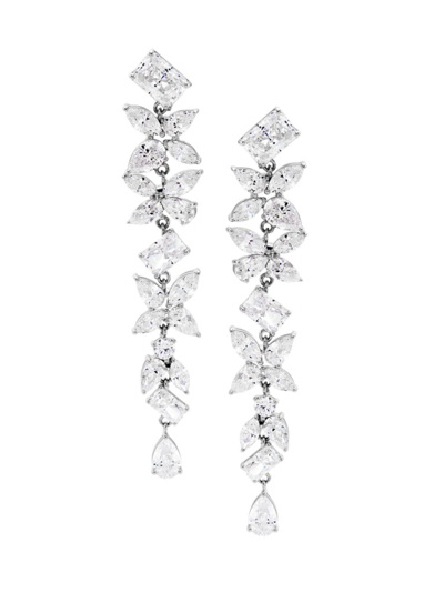 Adriana Orsini Women's Versailles Rhodium-plated & Cubic Zirconia Floral Drop Earrings In Silver