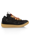 Lanvin Lace Detail Sneakers Suede Panels Rubber Sole In Black