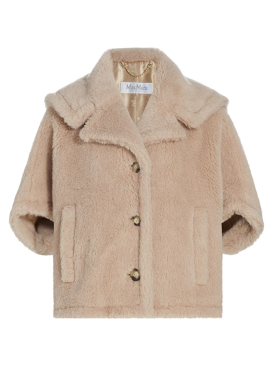 Max Mara Cambusa Wool Blend Short Sleeved Coat In Sand