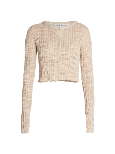 Acne Studios Distressed Linen-blend Cardigan In Cold Beige