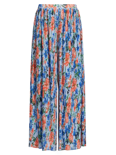 Elie Tahari The Jasmine Pant In Pool Blue Floral Print