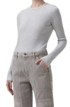 Agolde Maya Scoop Neck Rib Long-sleeve Tee Oatmeal In Brushed Grey Heather