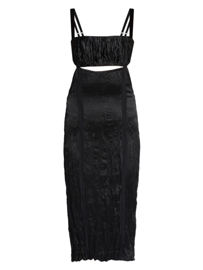 Acne Studios Women's Dulce Cut-out Crinkle Satin Midi-dress In Black