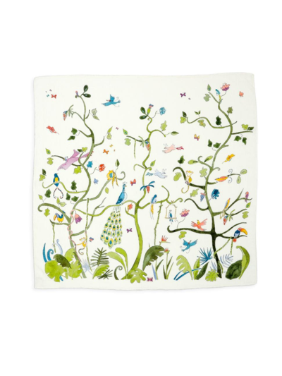 Timo & Violet Kid's Tropical Chinoiserie Shawl Blanket In White