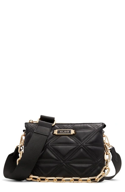 Aldo Rhilikinn Quilted Faux Leather Crossbody Bag In Black