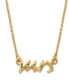 KATE SPADE NECKLACE, 12K GOLD-PLATED SAY YES MRS. PENDANT NECKLACE