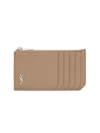 Saint Laurent Fragments Zipped Cardholder In Brown