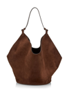 Khaite Medium Lotus Suede Tote In Coffee