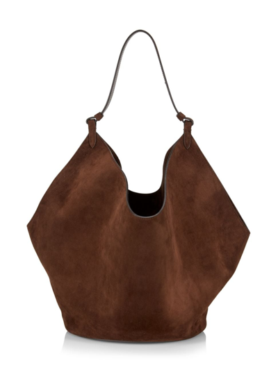 Khaite Medium Lotus Suede Tote In Brown