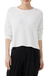 Eileen Fisher Crewneck Boucle Cashmere-blend Sweater In White