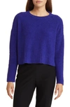 Eileen Fisher Crewneck Boucle Cashmere-blend Sweater In Blue Violet