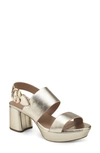 Aerosoles Camera Platform Sandal In Gold Metallic Leather