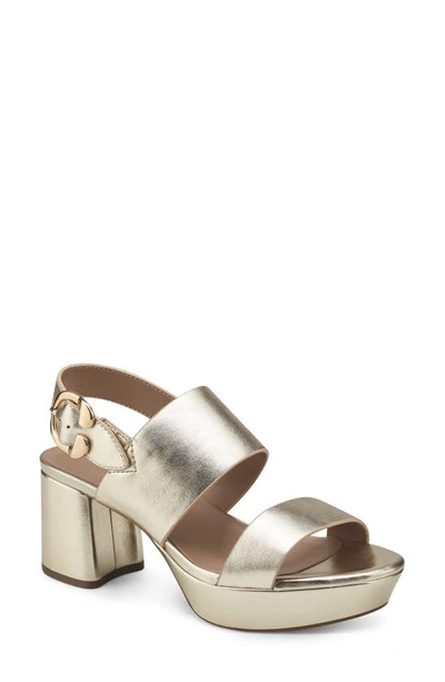 Aerosoles Camera Platform Sandal In Gold Metallic Leather