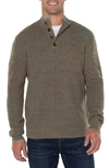 Liverpool Los Angeles Button Mock Neck Marled Sweater In Caramel Multi