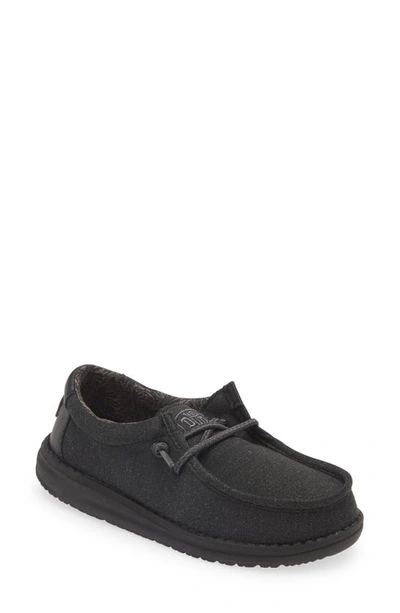 Hey Dude Wally Moc Toe Sneaker In Black/black