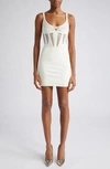 Mugler Illusion Inset Corset Waist Minidress In Neutrals