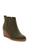 Toms Clare Wedge Bootie In Olive Suede