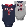 Outerstuff Newborn And Infant Boys And Girls Navy, Heather Gray Boston Red Sox Little Fan Two-pack Bodysuit Set In Navy