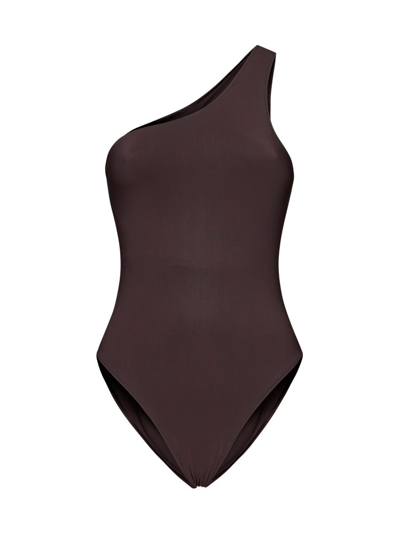Lido Venti Nove One-shoulder Swimsuit In Brown