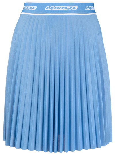 Lacoste Logo-waistband Pleated Skirt In Blue