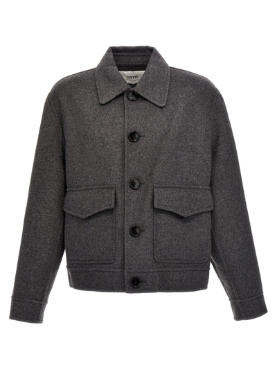 Ami Alexandre Mattiussi Pointed-collar Buttoned Jacket In Grey