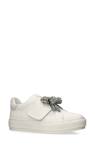 Kurt Geiger Laney Bow Sneaker In Silver Com