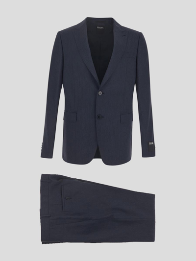 Ermenegildo Zegna Classic Woven Suit In Blue