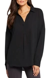 Nydj Becky Recycled Polyester Georgette Blouse In Black