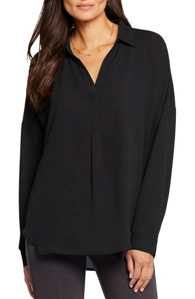 Nydj Becky Recycled Polyester Georgette Blouse In Black