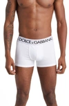 Dolce & Gabbana Cotton Blend Logo Waistband Boxer Briefs In White