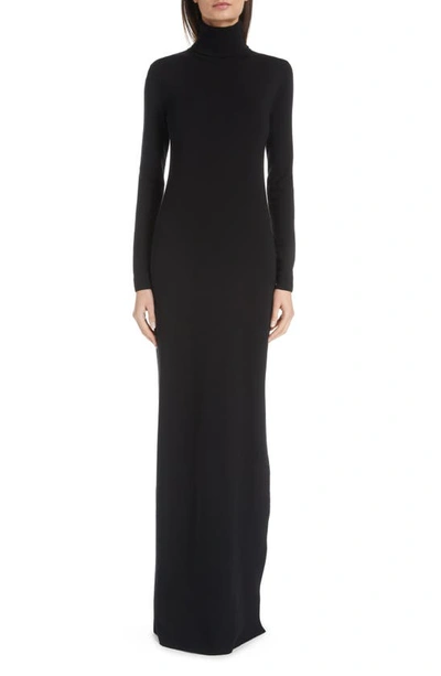 Saint Laurent Long-sleeve Maxi Dress In Black