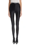 Saint Laurent High Waist Jersey Footed Leggings In Noir