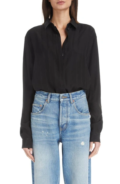 SAINT LAURENT TONAL STRIPE SILK BLOUSE