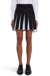 Thom Browne Pleated Wool & Cotton Miniskirt In Dark Blue
