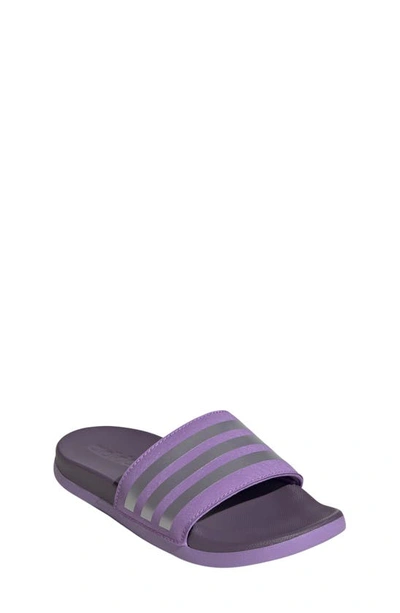 Adidas Originals Kids' Adilette Comfort Slide Sandal In Violet Fusion/ Matte Silver