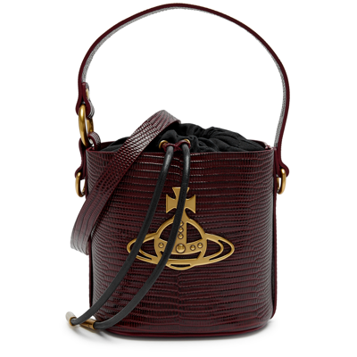 Vivienne Westwood Daisy Small Leather Bucket Bag In Burgundy