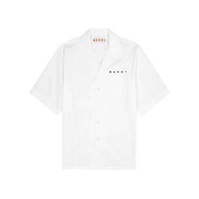 Marni Logo-print Cotton-poplin Shirt In White