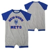 OUTERSTUFF NEWBORN & INFANT HEATHER GRAY NEW YORK METS EXTRA BASE HIT RAGLAN FULL-SNAP ROMPER