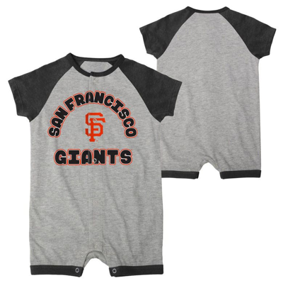 Outerstuff Babies' Newborn And Infant Boys And Girls Heather Gray San Francisco Giants Extra Base Hit Raglan Full-snap