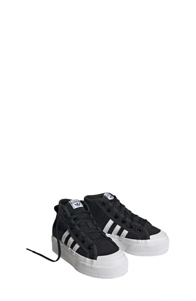 Adidas Originals Adidas Girls' Little Kids' Originals Nizza Platform Mid Casual Shoes In Core Black/cloud White/core Black
