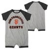 OUTERSTUFF INFANT  HEATHER GRAY SAN FRANCISCO GIANTS EXTRA BASE HIT RAGLAN FULL-SNAP ROMPER