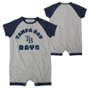 OUTERSTUFF INFANT  HEATHER GRAY TAMPA BAY RAYS EXTRA BASE HIT RAGLAN FULL-SNAP ROMPER
