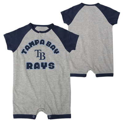 Outerstuff Babies' Infant  Heather Gray Tampa Bay Rays Extra Base Hit Raglan Full-snap Romper