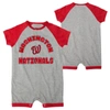 OUTERSTUFF INFANT  HEATHER GRAY WASHINGTON NATIONALS EXTRA BASE HIT RAGLAN FULL-SNAP ROMPER