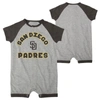 OUTERSTUFF NEWBORN & INFANT HEATHER GRAY SAN DIEGO PADRES EXTRA BASE HIT RAGLAN FULL-SNAP ROMPER