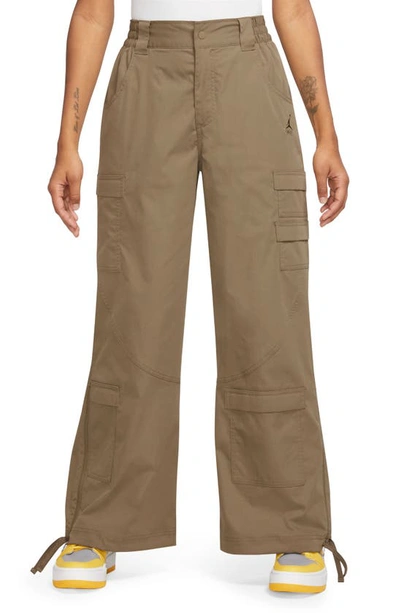 Jordan Chicago Wide Leg Cargo Pants In Brown Kelp