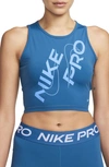 Nike Pro Dri-fit Crop Tank In Industrial Blue/ Blue